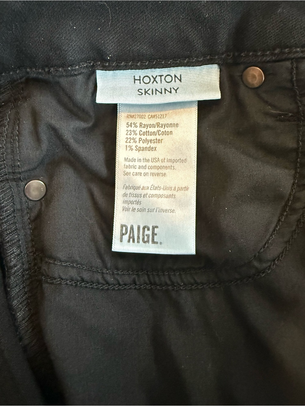 PAIGE Hoxton High Rise Skinny Jeans Women’s 28 Black Stretch Made USA - Picture 4 of 7